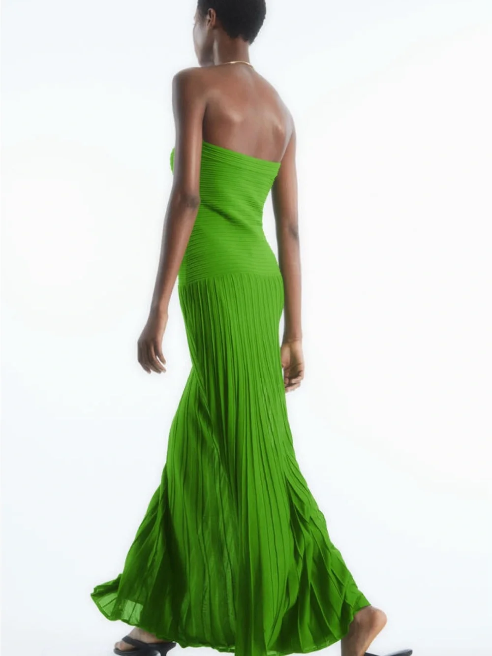 COS Strapless Bright Green Knitted Maxi Dress - Picture 2 of 5